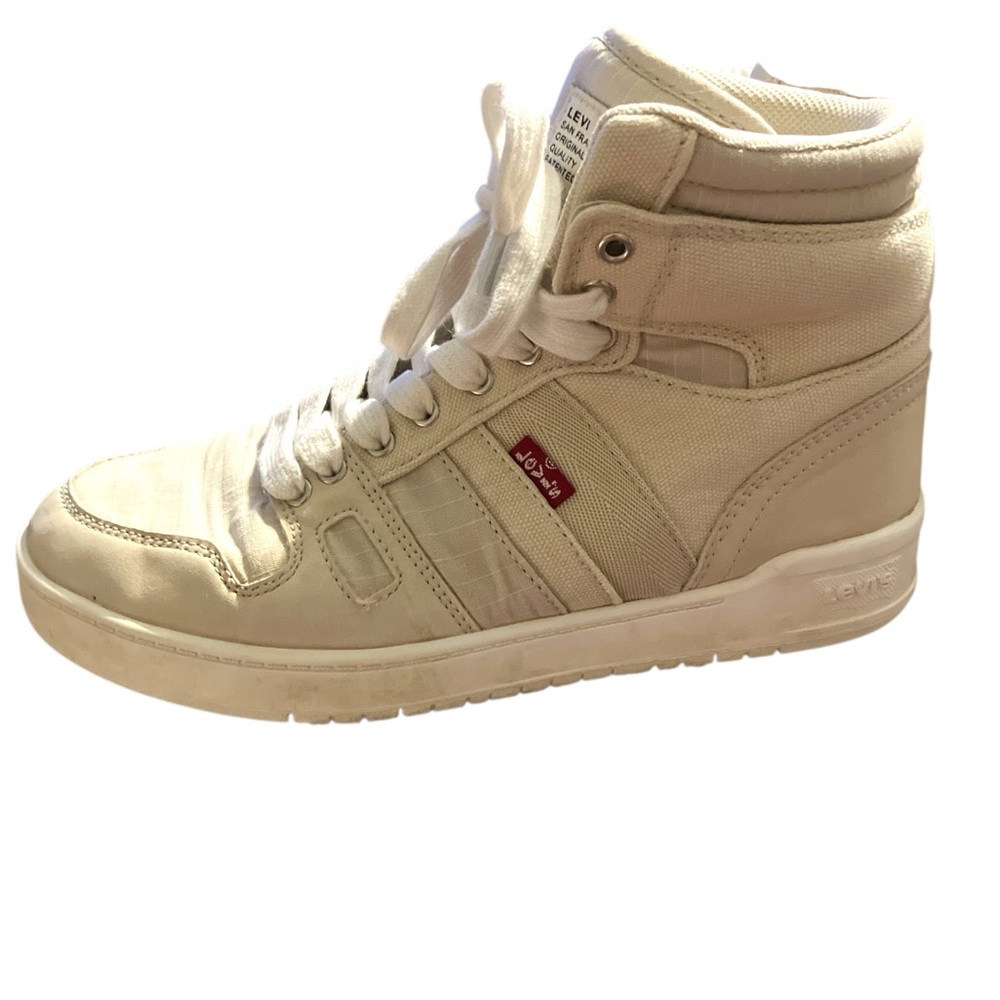 Levi's Khaki Canvas High-Top Sneakers Size 6 - Picture 2 of 5